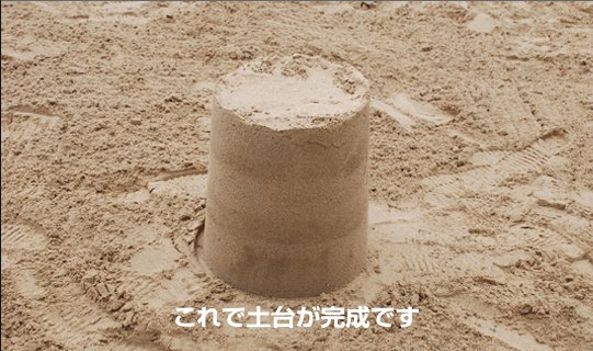 ミニ砂像の作り方手順8 砂像の土台が完成した画像